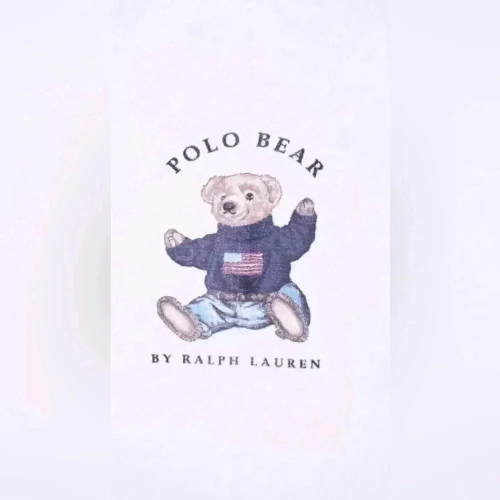 Vintage Polo Ralph Lauren Bear USA Flag Beach Bath Towel 35 